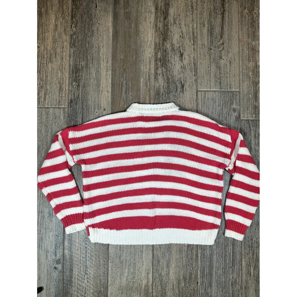 Vintage Havana American Flag Knit Sweater Patriotic Pullover Crewneck Size Small - Picture 8 of 8